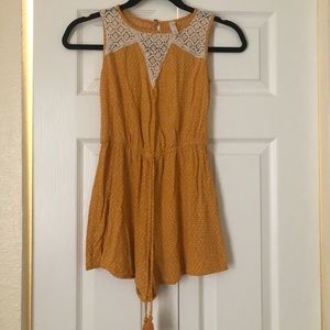 Yellow and white lace romper